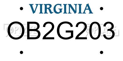 OB2G203 Virginia License Plate