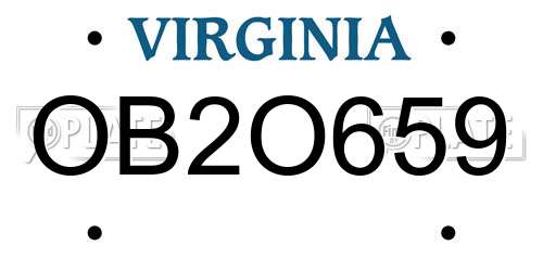 OB2O659 Virginia License Plate