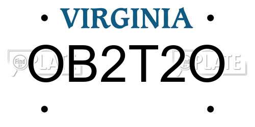 OB2T2O Virginia License Plate