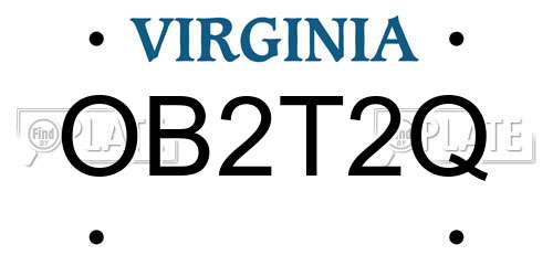 OB2T2Q Virginia License Plate