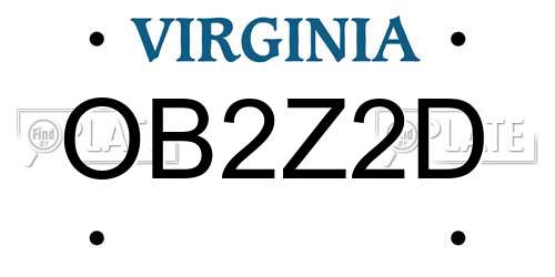 OB2Z2D Virginia License Plate