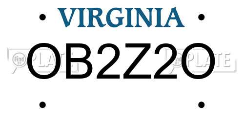 OB2Z2O Virginia License Plate