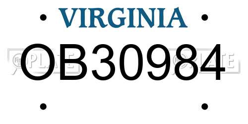 OB30984 Virginia License Plate