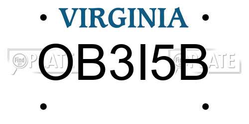 OB3I5B Virginia License Plate