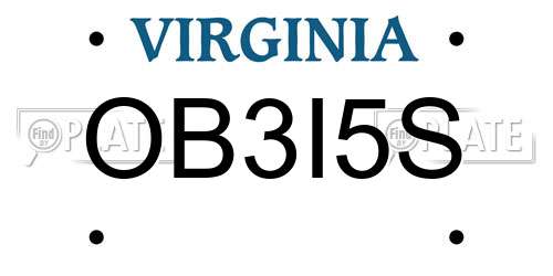 OB3I5S Virginia License Plate
