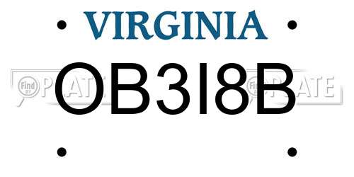 OB3I8B Virginia License Plate
