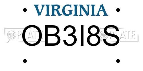 OB3I8S Virginia License Plate