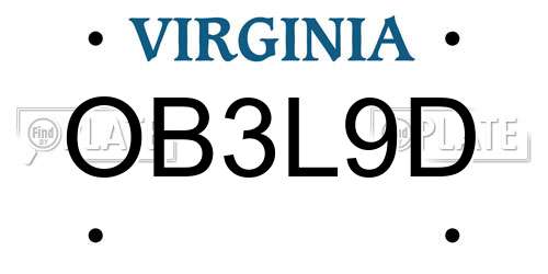 OB3L9D Virginia License Plate