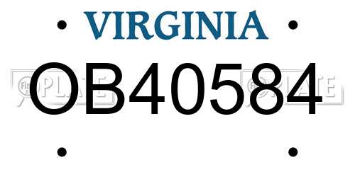 OB40584 Virginia License Plate