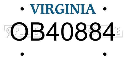 OB40884 Virginia License Plate