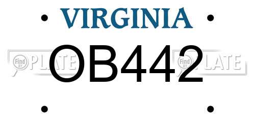 OB442 Virginia License Plate