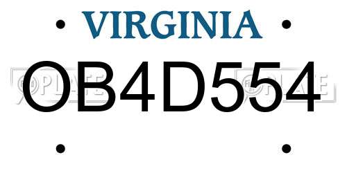 OB4D554 Virginia License Plate