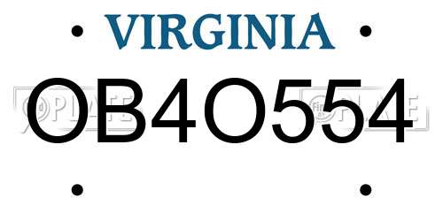 OB4O554 Virginia License Plate