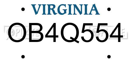 OB4Q554 Virginia License Plate