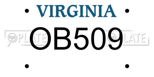 OB509 Virginia License Plate