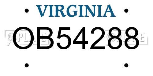 OB54288 Virginia License Plate