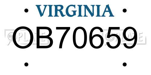 OB70659 Virginia License Plate