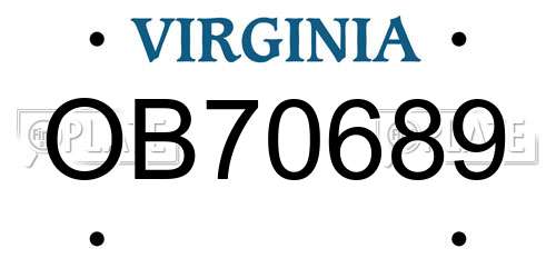 OB70689 Virginia License Plate
