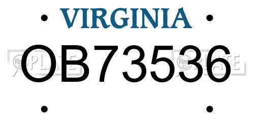 OB73536 Virginia License Plate