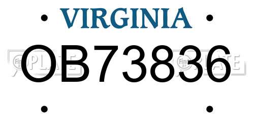 OB73836 Virginia License Plate