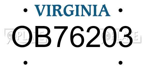 OB76203 Virginia License Plate