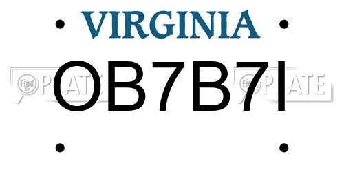 OB7B7I Virginia License Plate