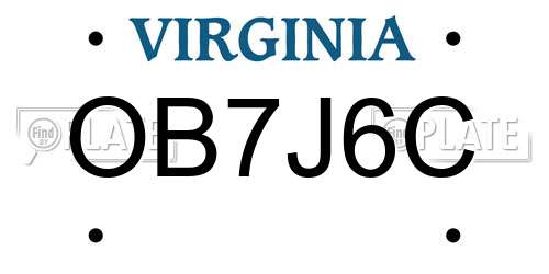OB7J6C Virginia License Plate