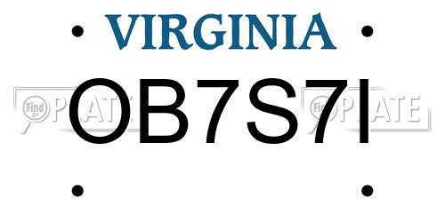 OB7S7I Virginia License Plate