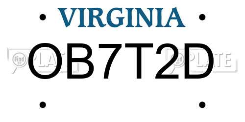 OB7T2D Virginia License Plate