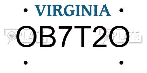 OB7T2O Virginia License Plate