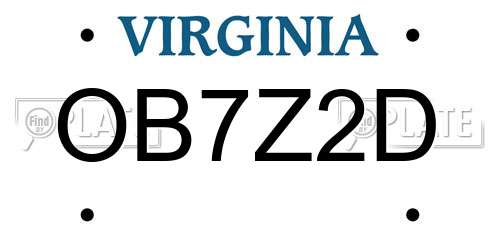 OB7Z2D Virginia License Plate