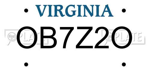 OB7Z2O Virginia License Plate