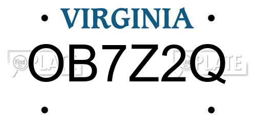 OB7Z2Q Virginia License Plate