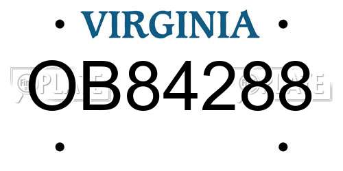 OB84288 Virginia License Plate