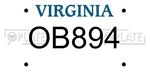 OB894 Virginia License Plate
