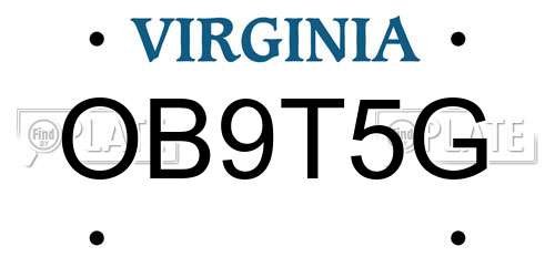 OB9T5G Virginia License Plate