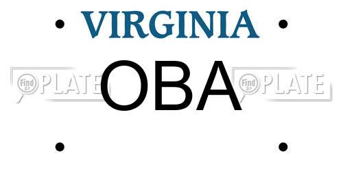 OBA Virginia License Plate