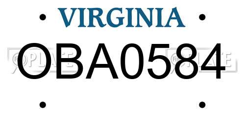 OBA0584 Virginia License Plate