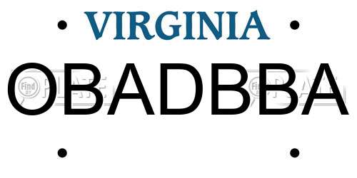 OBADBBA Virginia License Plate