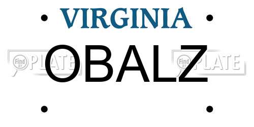 OBALZ Virginia License Plate