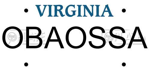 OBAOSSA Virginia License Plate