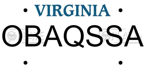 OBAQSSA Virginia License Plate