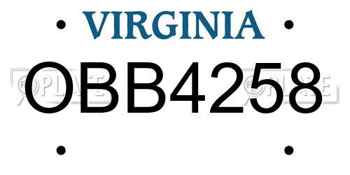 OBB4258 Virginia License Plate