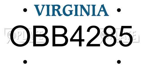 OBB4285 Virginia License Plate