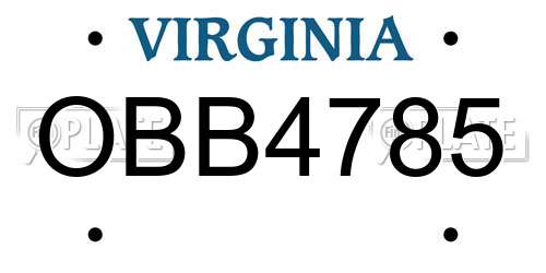OBB4785 Virginia License Plate