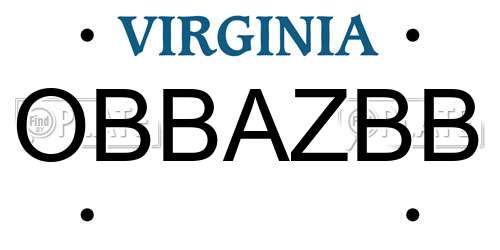 OBBAZBB Virginia License Plate