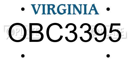 OBC3395 Virginia License Plate