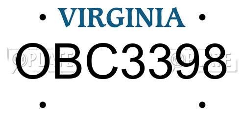 OBC3398 Virginia License Plate