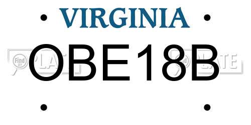 OBE18B Virginia License Plate