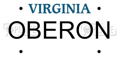 OBERON Virginia License Plate